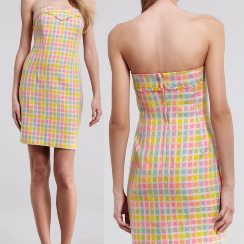 Lilly Pulitzer Plaid Tweed Mini Dress with Raw Trim Details